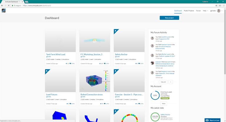 SimScale Projects Dashboard