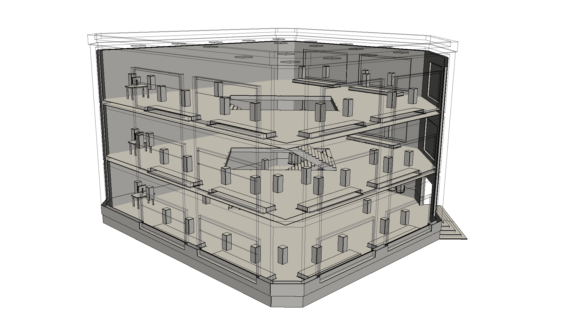 Shopping mall CAD model, commercial building design