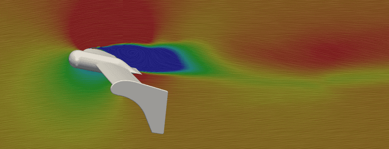 CFD simulation of drone design, VTOL Flying Wing, velocity slice