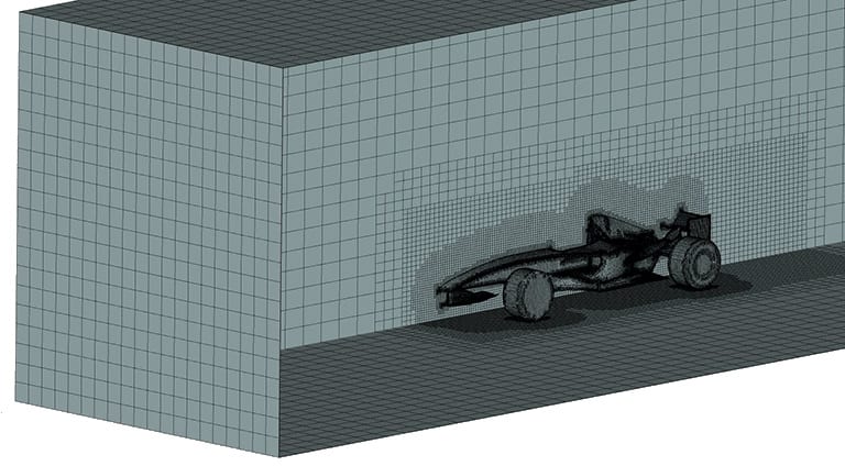 CFD mesh of a Formula 1 car