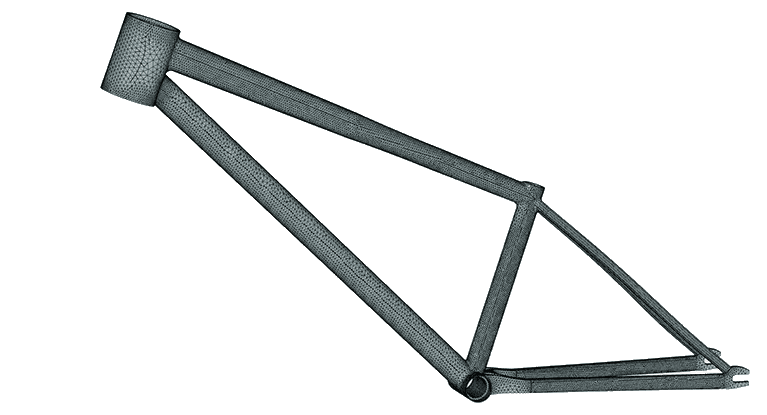 FEA mesh of a bicycle frame