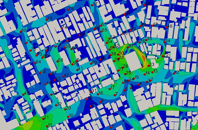 wind analysis CFD simulation points positioning