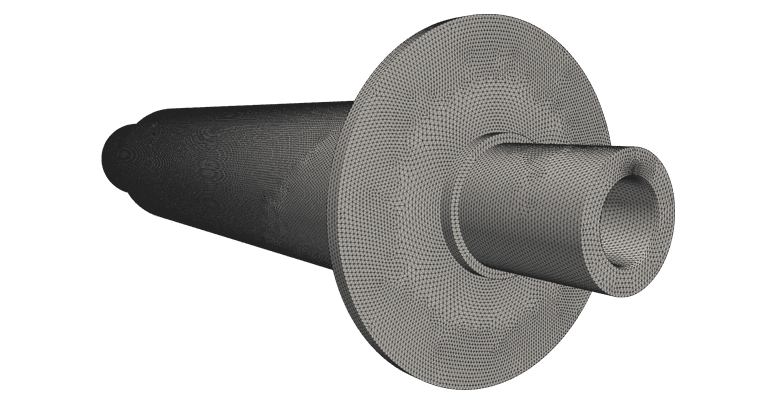 second order element mesh used for modal and strength analysis of a spindle by Carbomech with SimScale