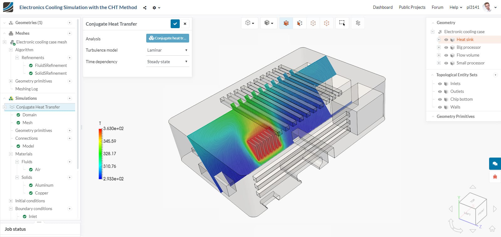  Conjugate heat transfer simulation of an electronics enclosure with SimScale