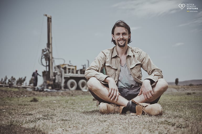 Neven Subotic on site at a water well drilling project in Ethiopia