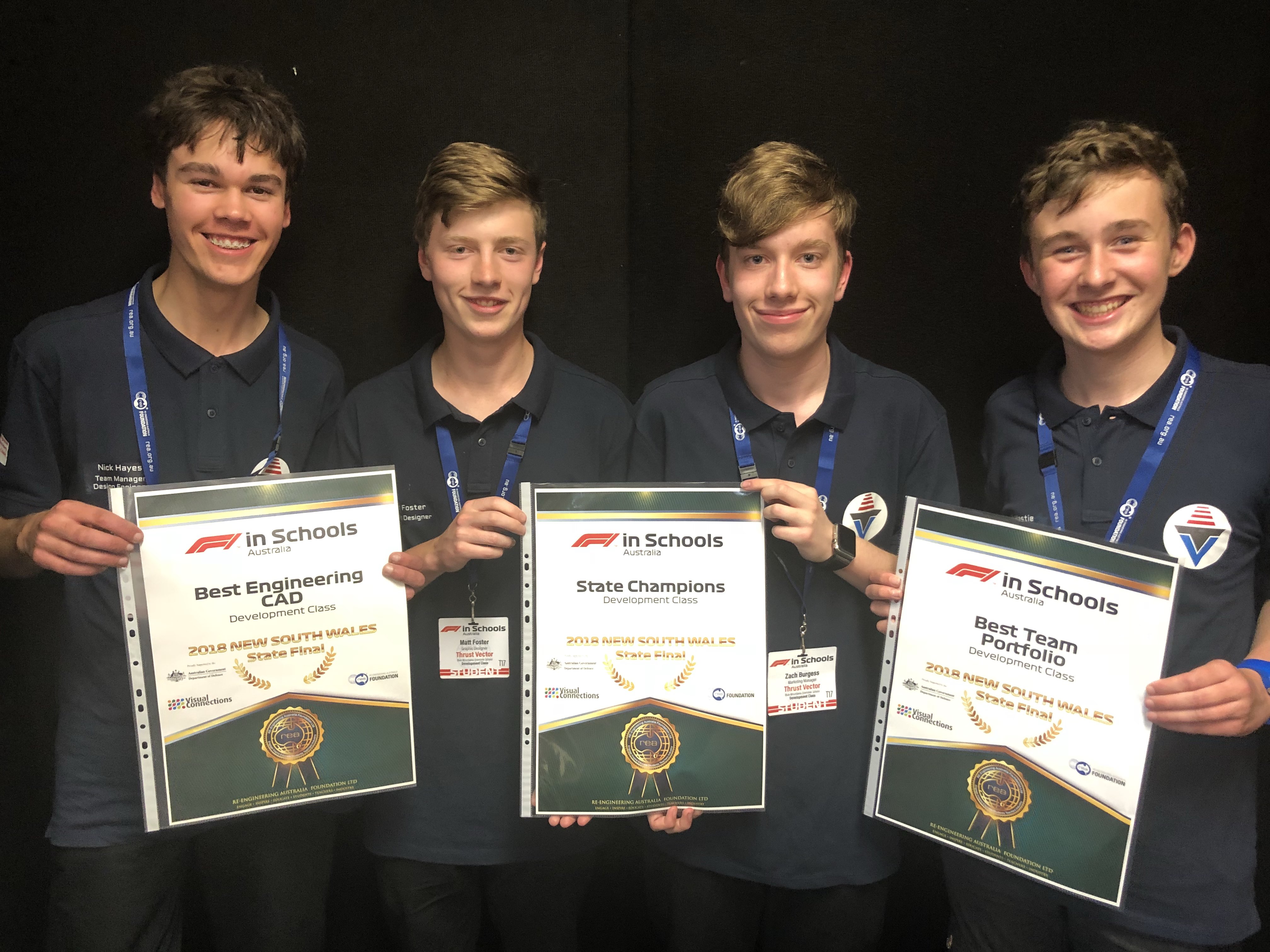Thrust Vector team with their awards from F1 in Schools 