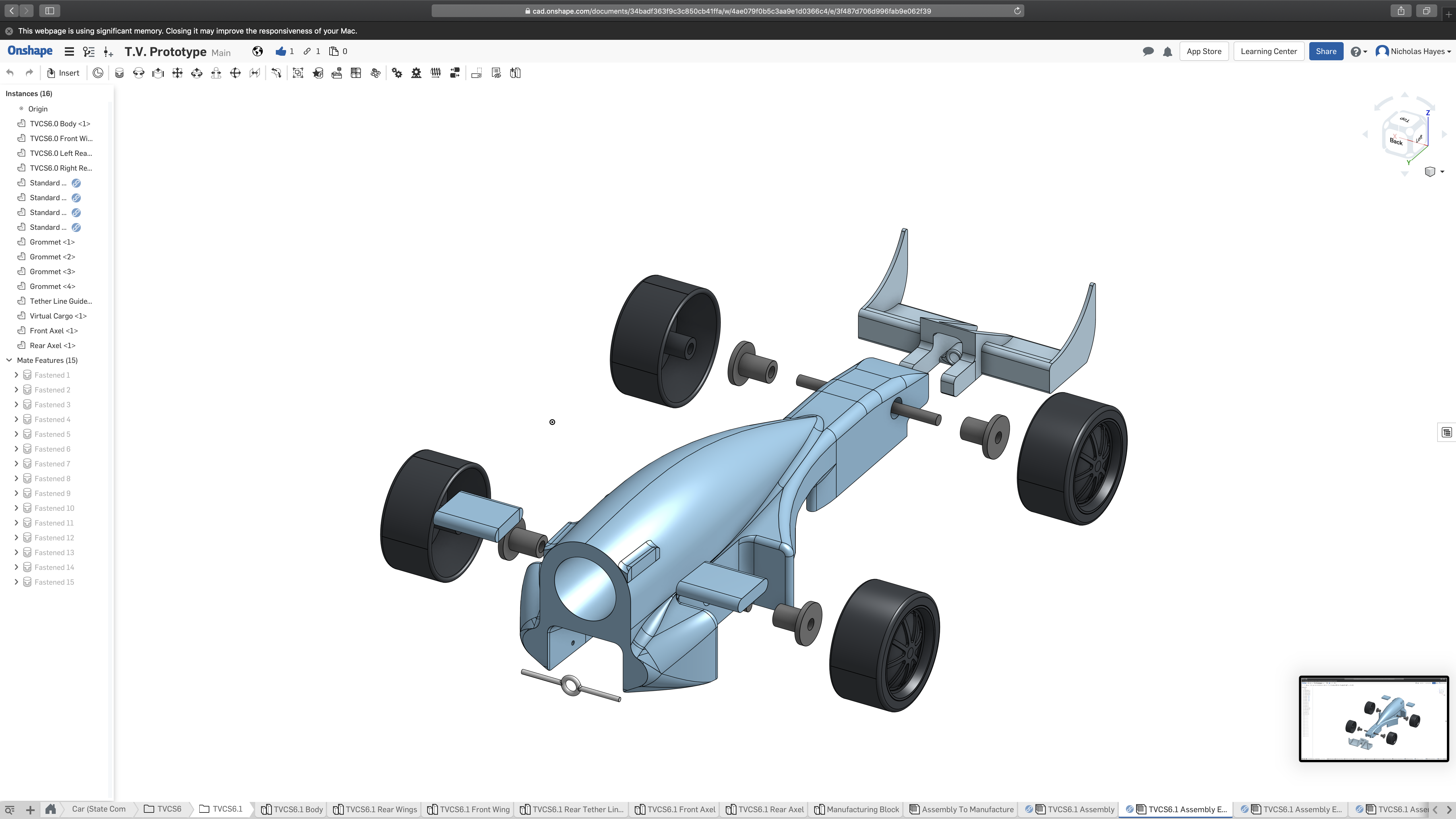 CAD image of Thrust Vector's car 