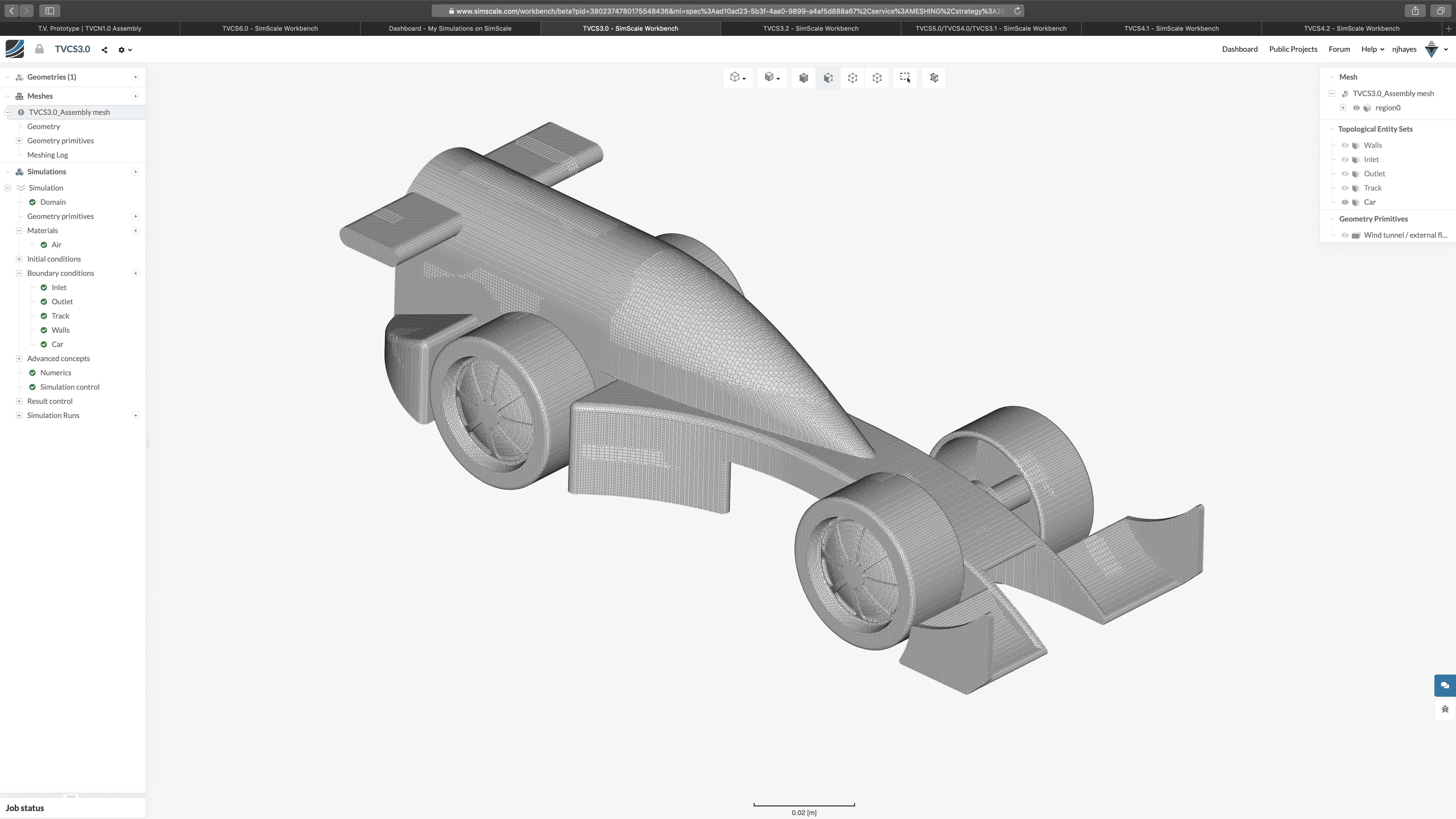 Hex-dominant automatic mesh of the car design