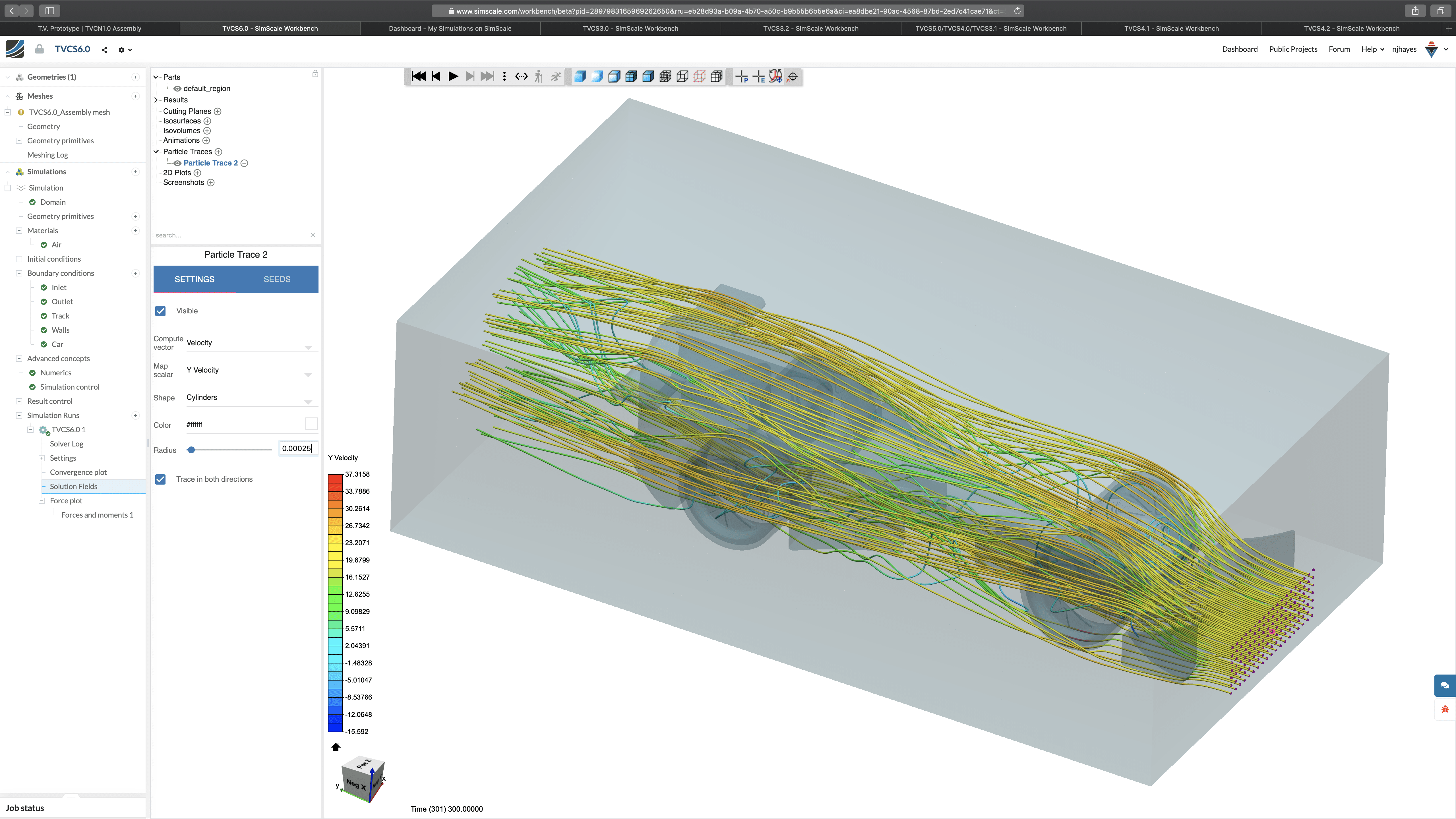 Airflow around the car, simulation of the final car design (CFD analysis with SimScale), stem challenge™