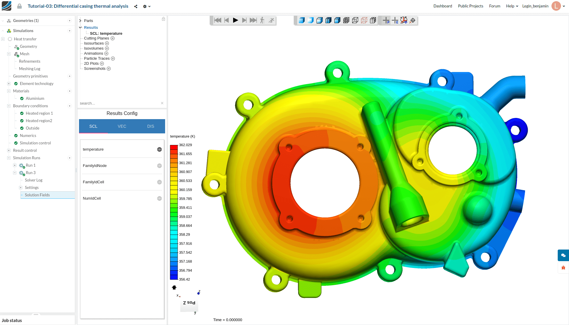 thermal analysis of a differential casing, CAE with SimScale