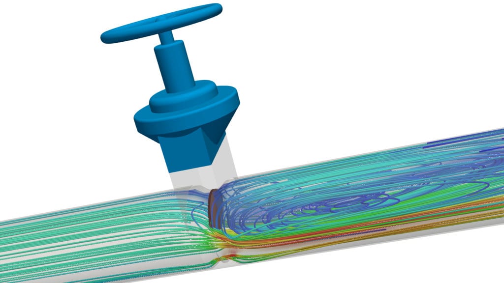 CFD analysis of fluid flow through a gate valve with SimScale, CFD simulation in the cloud, CFD software virtual prototyping