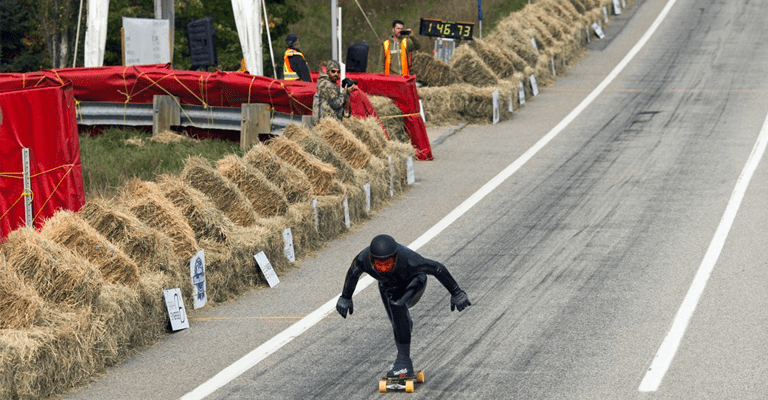 Downhill skateboarding record being broken as Pete Connolly hits 146.73 km/h