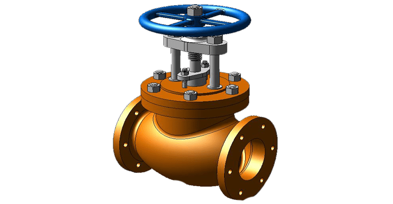CAD model of a globe valve