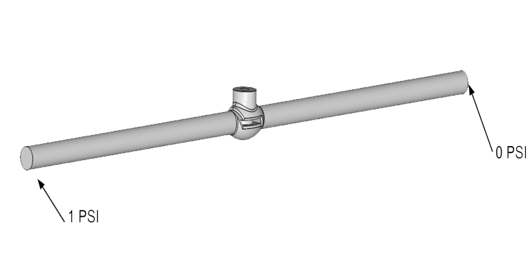 CAD model of a globe valve, 1 PSI 0 PSI
