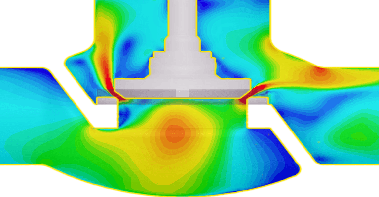 Post-processing image showing velocity magnitude through the cross section of the valve