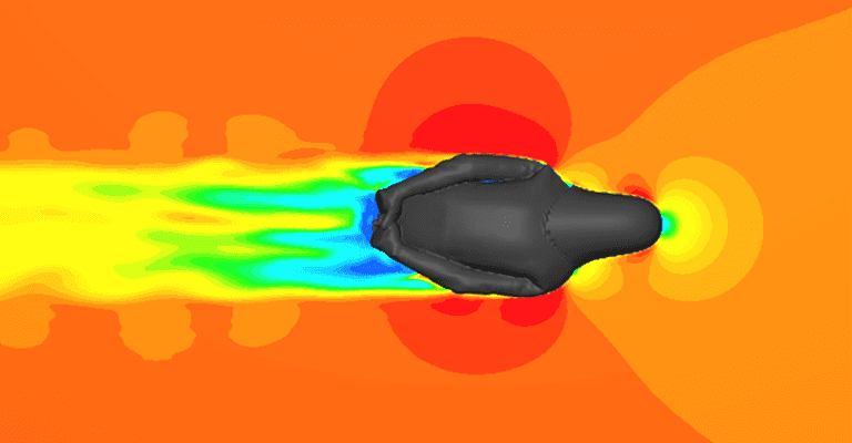 Velocity plot from waist level from Pete’s body position, CFD analysis with SimScale