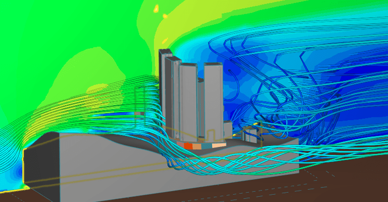 building aerodynamics hilly terrain air simulation