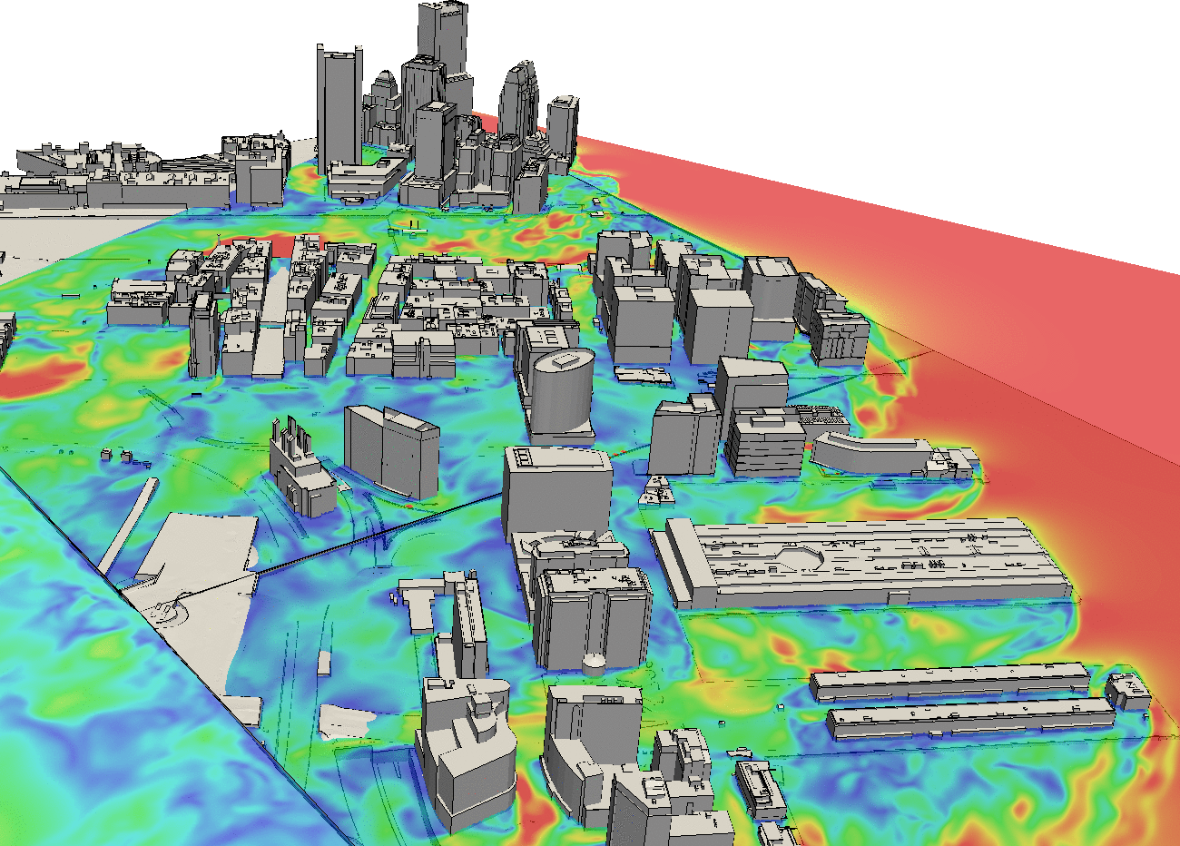 boston harbor wind velocity, transient flow simulation results