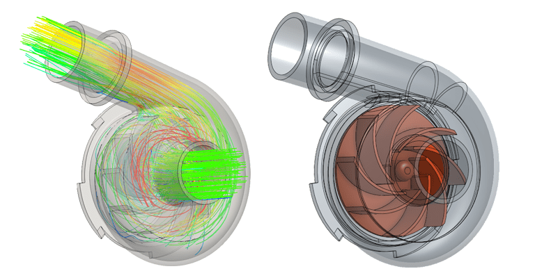 Centrifugal pump CFD analysis with impeller pump component inside