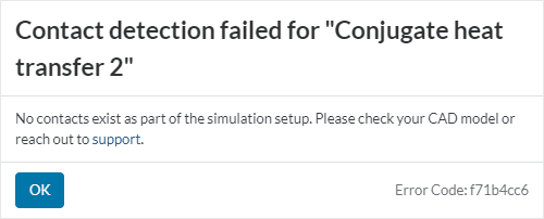 error message in case of failed automatic contact detection