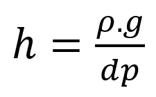 Where h is head, rho is density and g is gravity. pressure pump curve