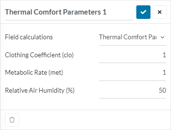 thermal comfort parameter settings panel