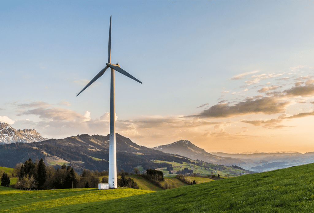 wind turbine on a green landscape