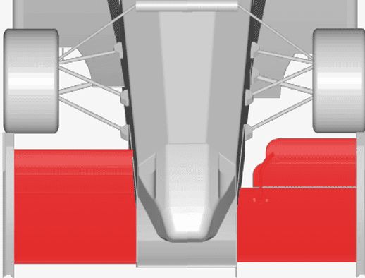 Comparison between the full wingspan (Left) and 'Y250' front wing design (right)