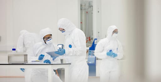 biopharmaceutical employees in freezing and thawing lab