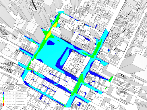 dominant wind direction in district of La Défense 