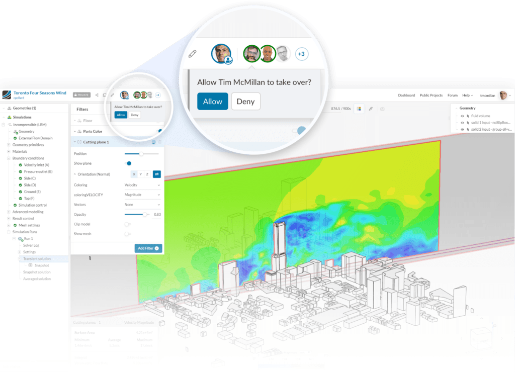 the collaboration settings on the cloud-based CAE platform SimScale
