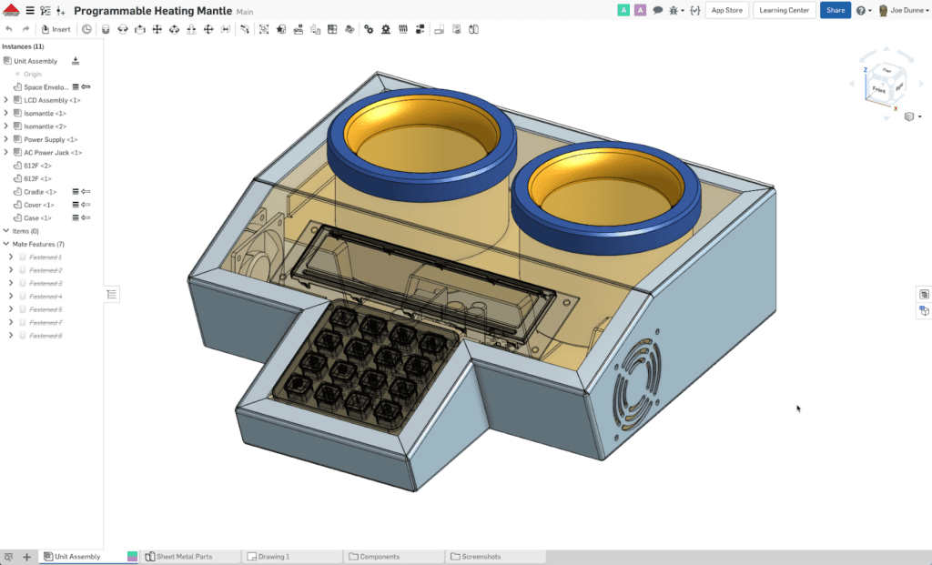 cad model of heating mantle from onshape 