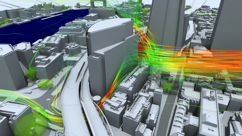 downdraft and cornering wind effects against the News Building facade