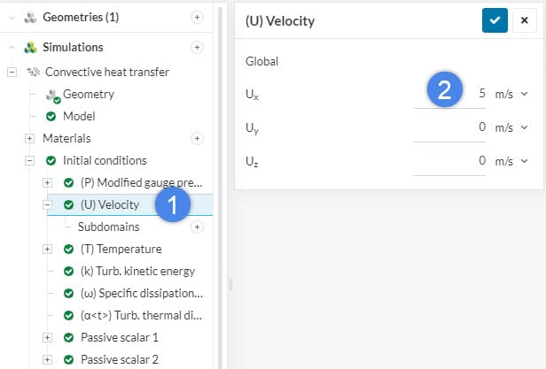 velocity global settings initial condition