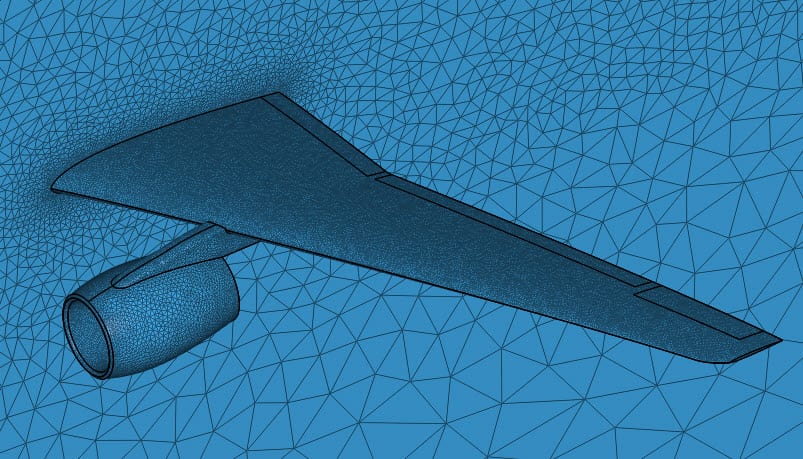 aircraft wing mesh using standard meshing tool