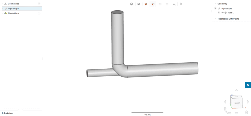 cad import simscale workbench angled pipe