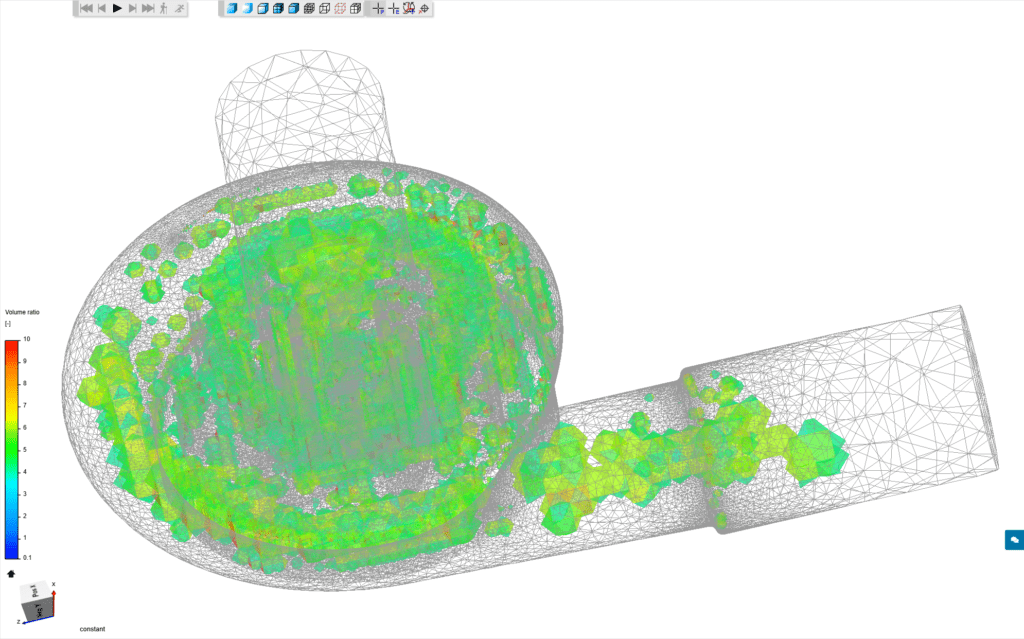 visualization of mesh volume ratio larger than 4 in mesh quality viewer in simscale