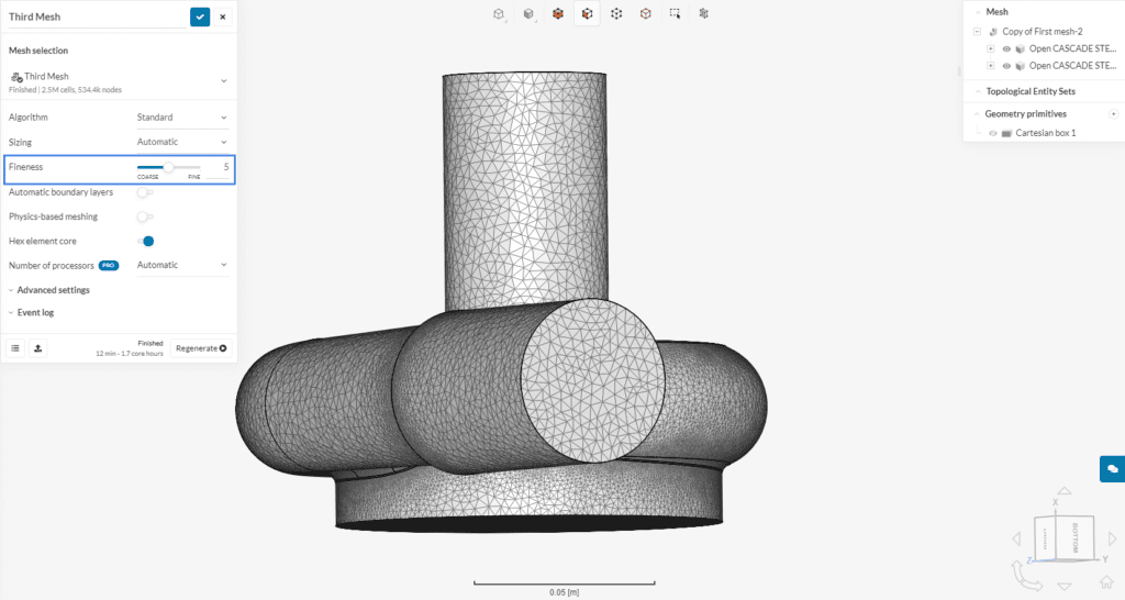 final finer mesh shown in simscale platform