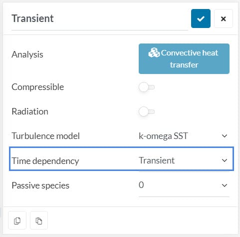thus picture shows how to set transient time dependency on a turbulent convective heat transfer analysis type