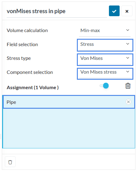 von Mises stress volume calculation min max pipe