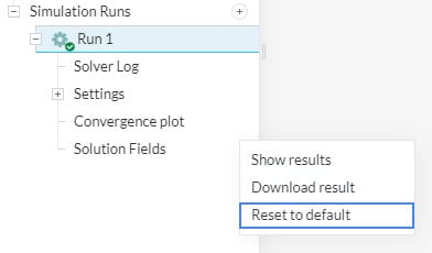 reset to default option in solution fields context menu