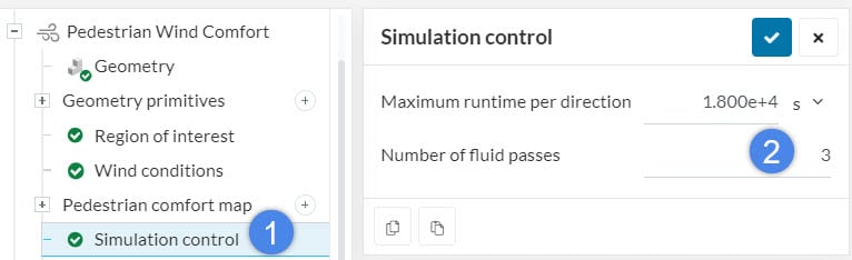 number of fluid passes indirectly controls the simulation time