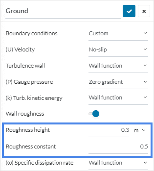 setup parameters for assigning roughness height and roughness constant