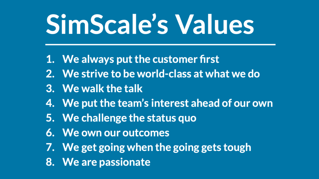 simscale company values 