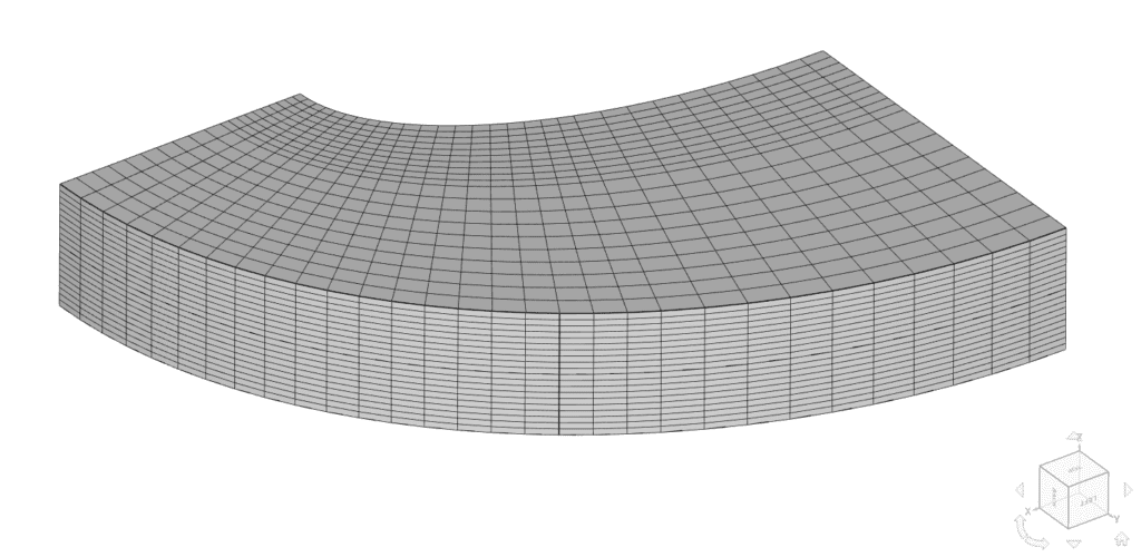 hexahedral mesh of thick plate under pressure