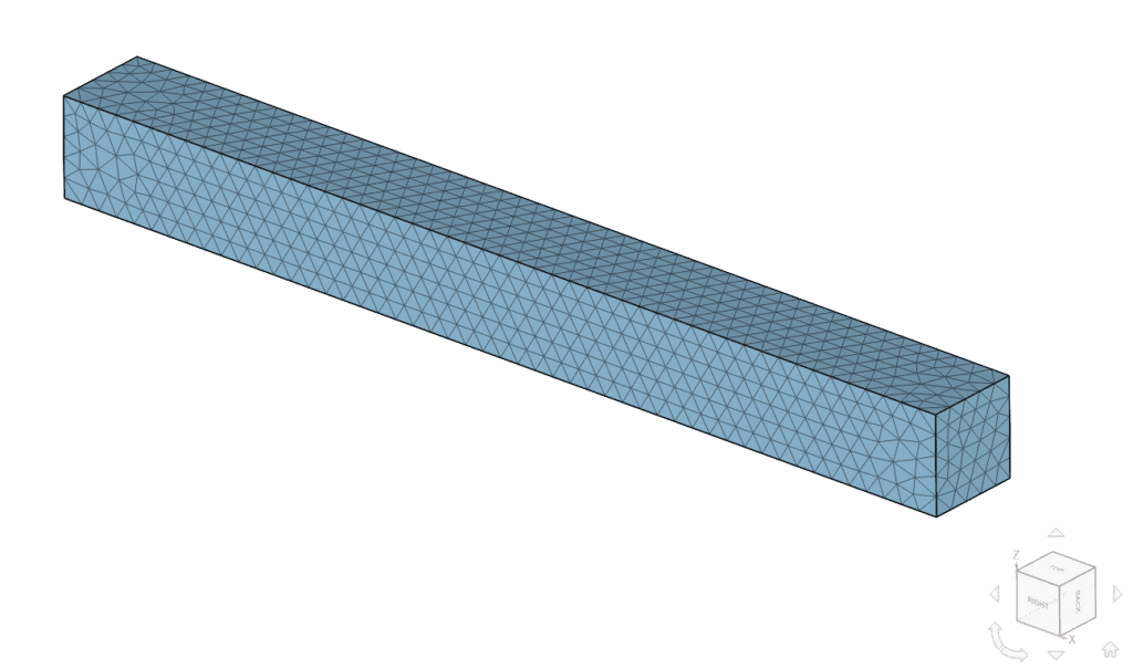 tetrahedral mesh for beam with damping of rayleigh validation case