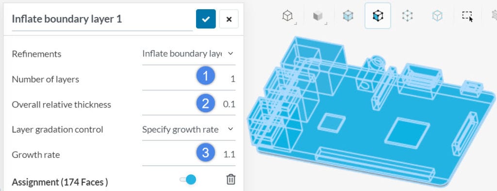 adding 1 layer on each face with a specific relative thickness ensures a minimum of 4 nodes per thickness