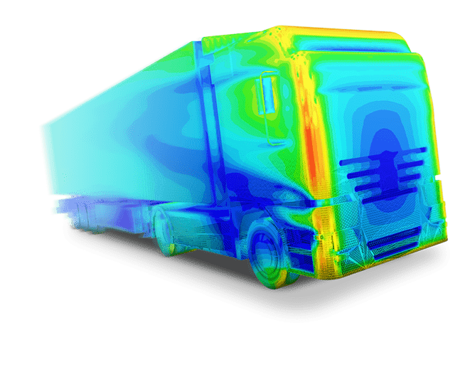 Simulation image of a truck using LBM in SimScale