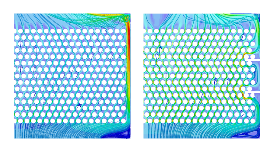 fluid flow simulations in the cloud comparing two different design versions of a device by AVEREM