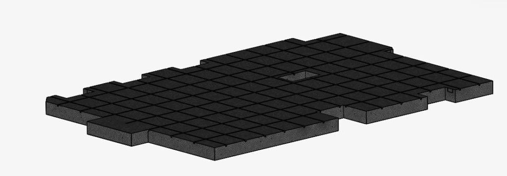 mesh for car park model with 1.8 million cells generated with simscale's standard meshing algorithm